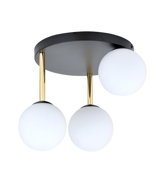 Plafonnier Dolce doré 3 ou 4 sources lumineuses pour plafonds bas DOLCE 3 BL OPAL