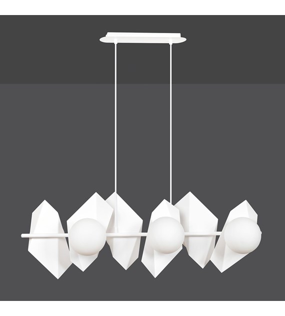 Lampe suspendue DRIFTON 6 feux blanche, géométrie aérienne élégante DRIFTON 6 BLANC