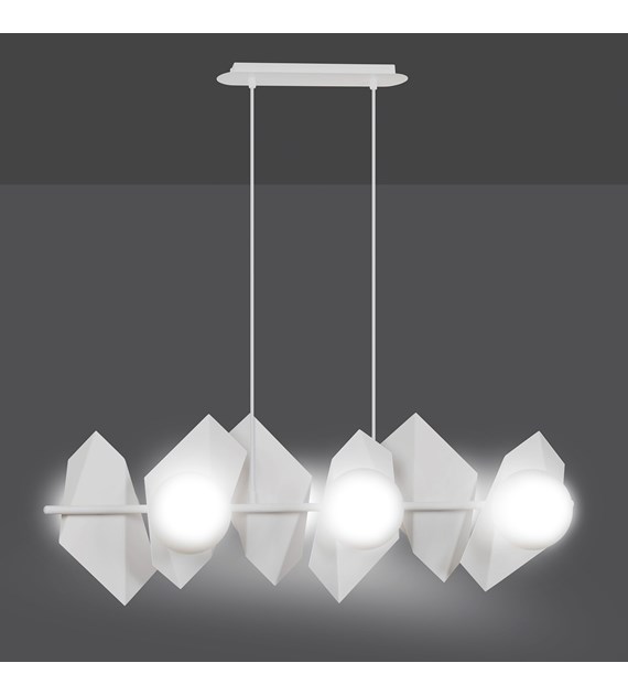 Lampe suspendue DRIFTON 6 feux blanche, géométrie aérienne élégante DRIFTON 6 BLANC