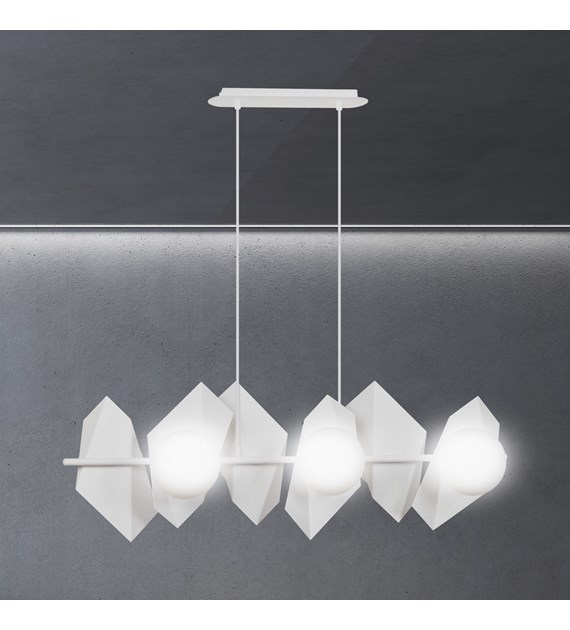 Lampe suspendue DRIFTON 6 feux blanche, géométrie aérienne élégante DRIFTON 6 BLANC