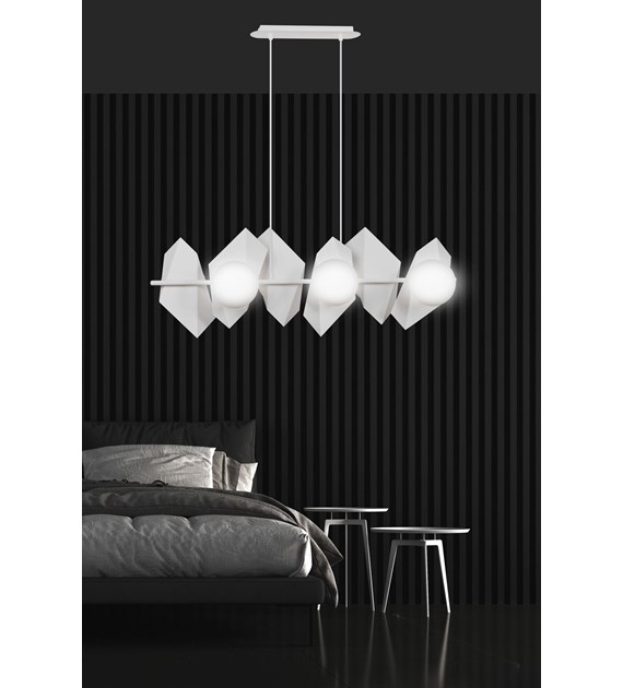 Lampe suspendue DRIFTON 6 feux blanche, géométrie aérienne élégante DRIFTON 6 BLANC