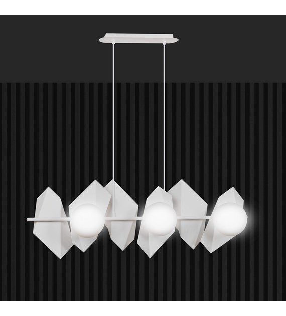 Lampe suspendue DRIFTON 6 feux blanche, géométrie aérienne élégante DRIFTON 6 BLANC
