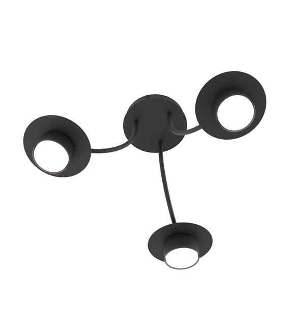 Plafonnier ENSO noir design, courbes élégantes, éclairage optimal ENSO 3 BL