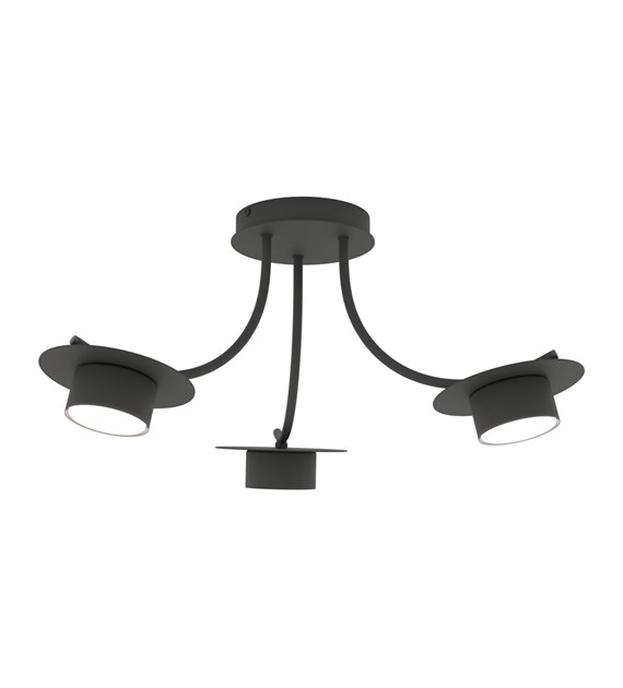 Plafonnier ENSO noir design, courbes élégantes, éclairage optimal ENSO 3 BL