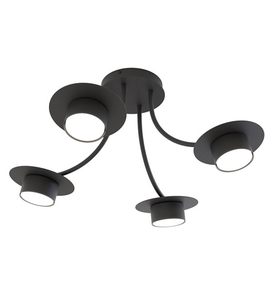 Plafonnier design ENSO 4 noir – bras courbés, éclairage généreux ENSO 4 BL