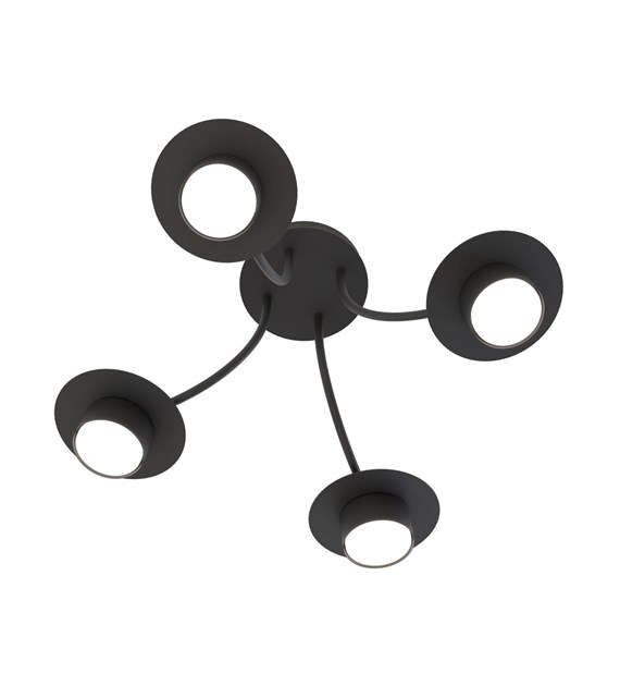 Plafonnier design ENSO 4 noir – bras courbés, éclairage généreux ENSO 4 BL