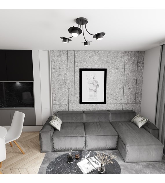Plafonnier design ENSO 4 noir – bras courbés, éclairage généreux ENSO 4 BL