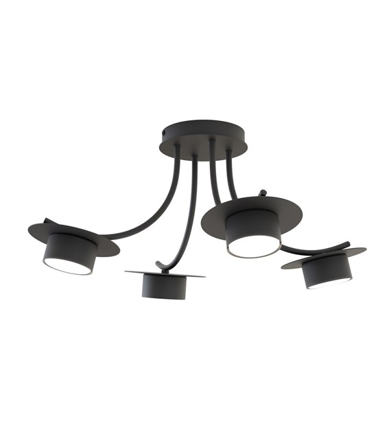 Plafonnier design ENSO 4 noir – bras courbés, éclairage généreux ENSO 4 BL