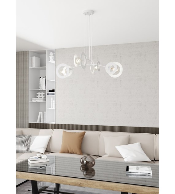 Lampe suspendue Euforia en métal, design géométrique moderne EUFORIA 4 WH