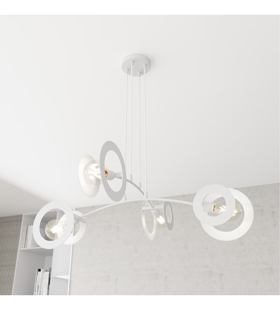 Lampe suspendue Euforia en métal, design géométrique moderne EUFORIA 4 WH