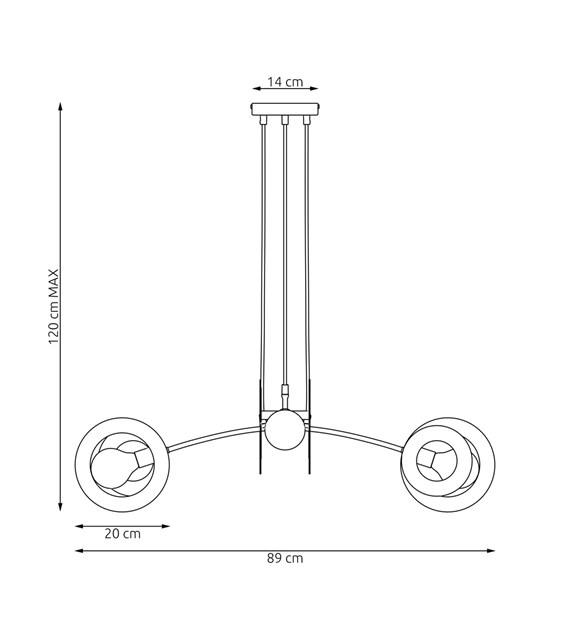 Lampe suspendue Euforia en métal, design géométrique moderne EUFORIA 4 WH