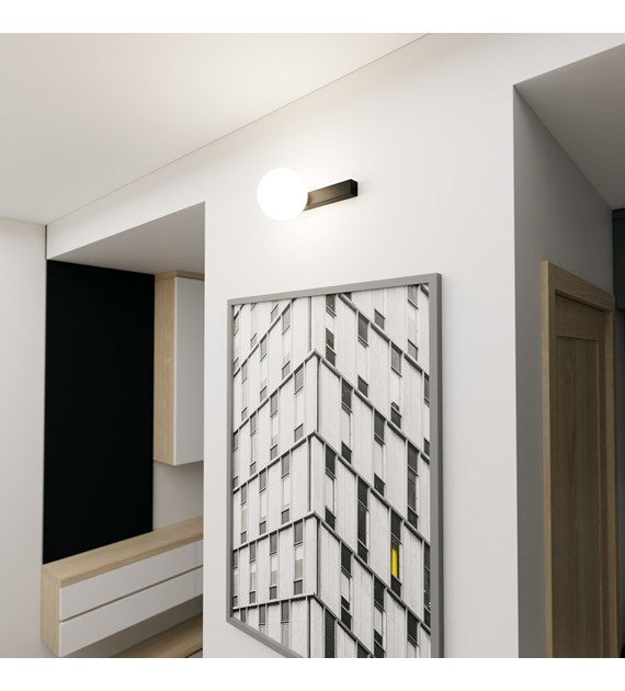 Plafonnier FIT Noir/Opale - design industriel minimaliste FIT 1 NOIR/OPALE