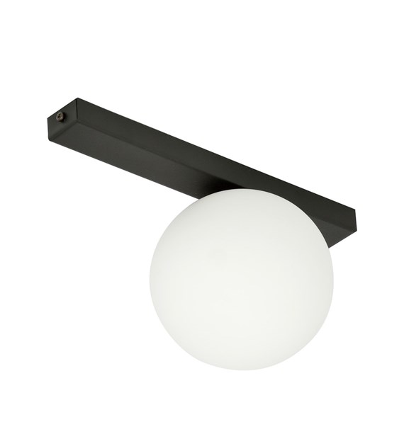 Plafonnier FIT Noir/Opale - design industriel minimaliste FIT 1 NOIR/OPALE
