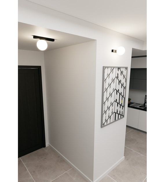 Plafonnier FIT Noir/Opale - design industriel minimaliste FIT 1 NOIR/OPALE