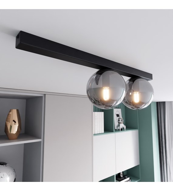 Plafonnier FIT 2 noir/grafit - design industriel, abat-jour verre FIT 2 NOIR/GRAFIT