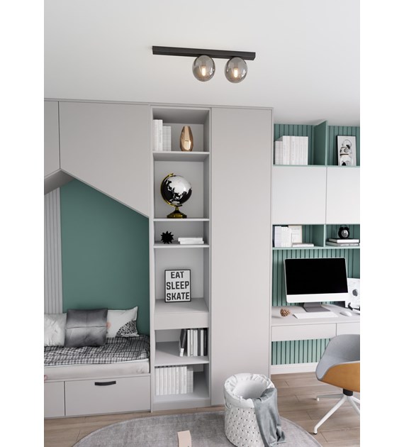 Plafonnier FIT 2 noir/grafit - design industriel, abat-jour verre FIT 2 NOIR/GRAFIT