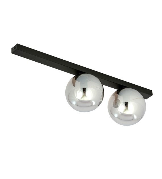 Plafonnier FIT 2 noir/grafit - design industriel, abat-jour verre FIT 2 NOIR/GRAFIT