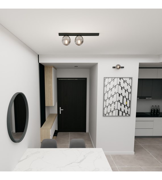 Plafonnier FIT 2 noir/grafit - design industriel, abat-jour verre FIT 2 NOIR/GRAFIT