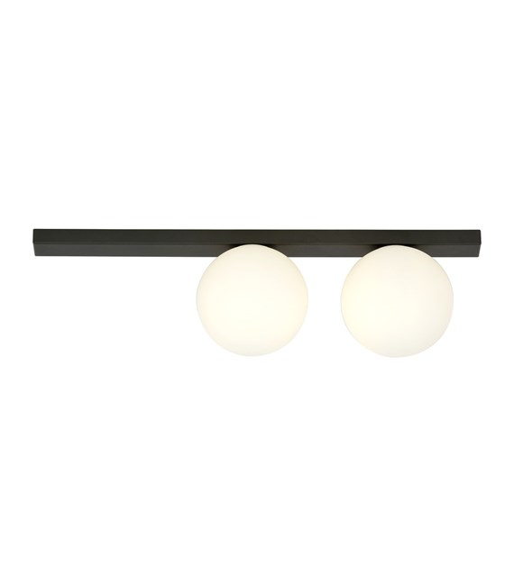 Plafonnier FIT 2 Noir/Opale design industriel 2 sources lumineuses FIT 2 NOIR/OPALE