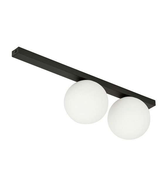 Plafonnier FIT 2 Noir/Opale design industriel 2 sources lumineuses FIT 2 NOIR/OPALE
