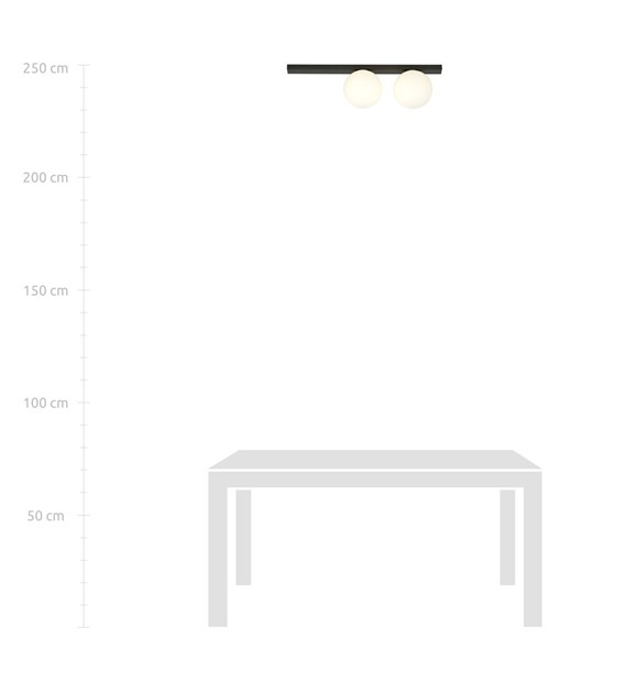 Plafonnier FIT 2 Noir/Opale design industriel 2 sources lumineuses FIT 2 NOIR/OPALE