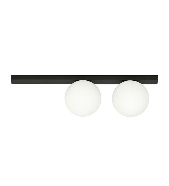 Plafonnier FIT 2 Noir/Opale design industriel 2 sources lumineuses FIT 2 NOIR/OPALE