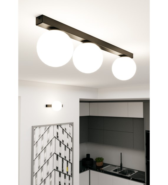 Plafonnier design FIT 3 Noir/Opale - fabriqué en Pologne FIT 3 NOIR/OPALE