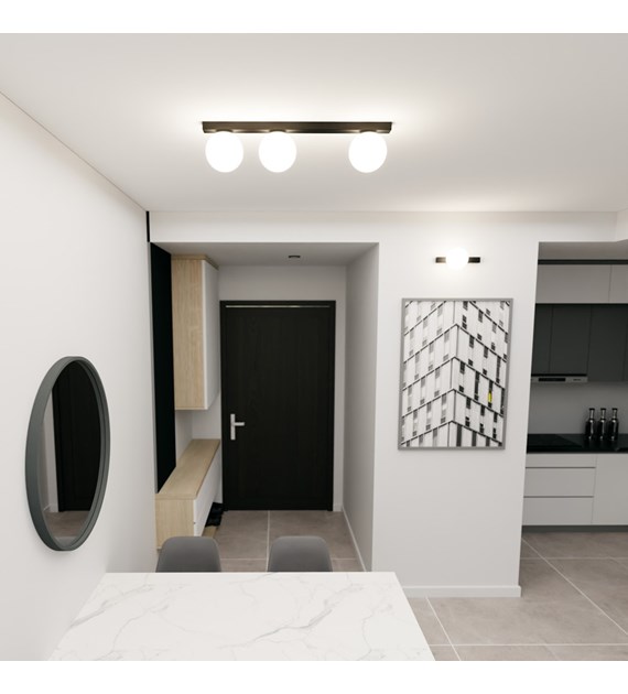 Plafonnier design FIT 3 Noir/Opale - fabriqué en Pologne FIT 3 NOIR/OPALE