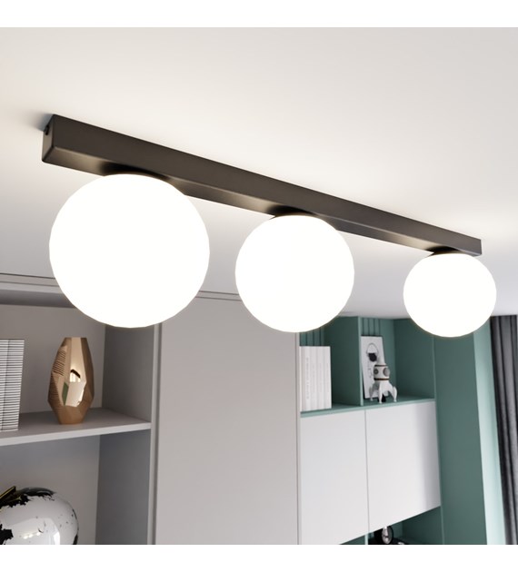 Plafonnier design FIT 3 Noir/Opale - fabriqué en Pologne FIT 3 NOIR/OPALE
