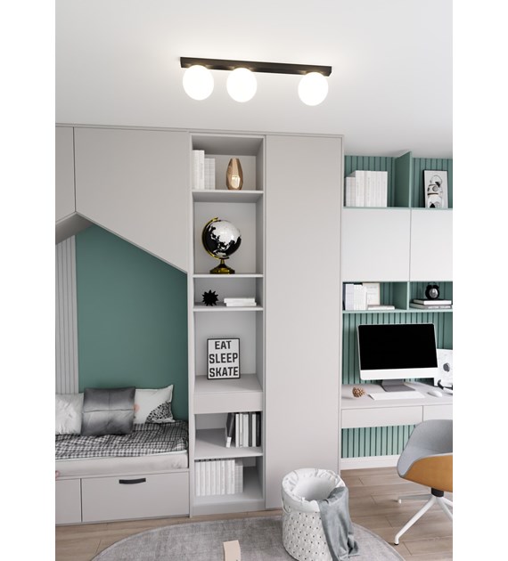 Plafonnier design FIT 3 Noir/Opale - fabriqué en Pologne FIT 3 NOIR/OPALE