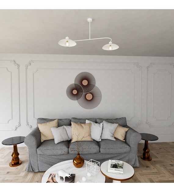 Plafonnier FOSTER 2 Blanc en métal, 2 sources, loft industriel FOSTER 2 BLANC