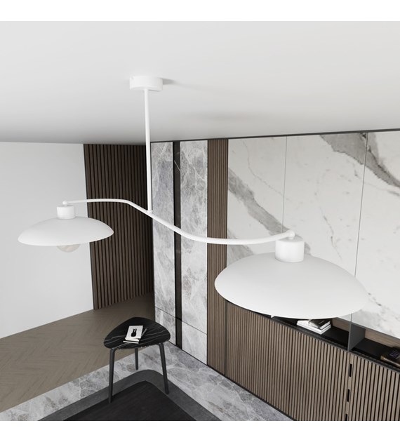 Plafonnier FOSTER 2 Blanc en métal, 2 sources, loft industriel FOSTER 2 BLANC
