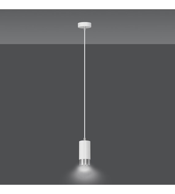 Luminaire suspendue design FUMIKO tube métal 1 source blanc/chrome FUMIKO 1 BLANC/CHROME