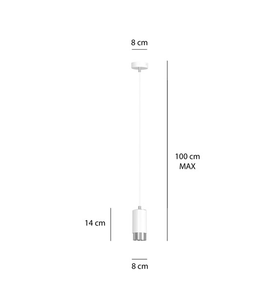 Luminaire suspendue design FUMIKO tube métal 1 source blanc/chrome FUMIKO 1 BLANC/CHROME