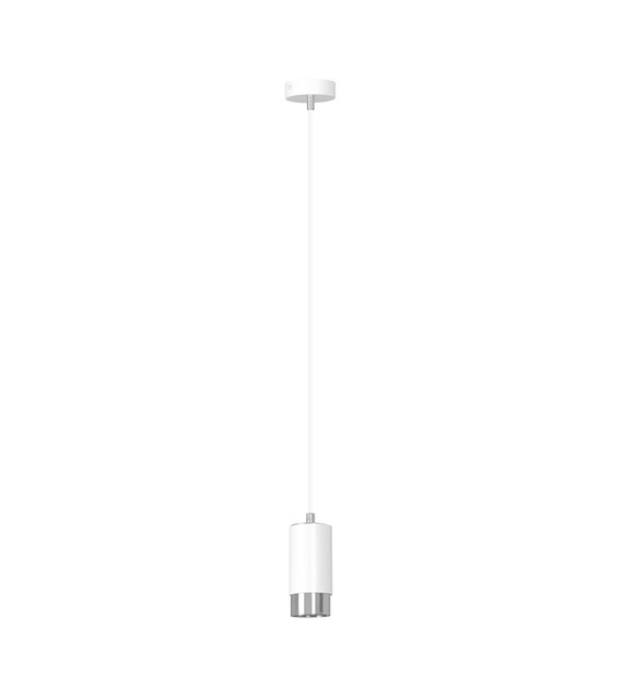 Luminaire suspendue design FUMIKO tube métal 1 source blanc/chrome FUMIKO 1 BLANC/CHROME