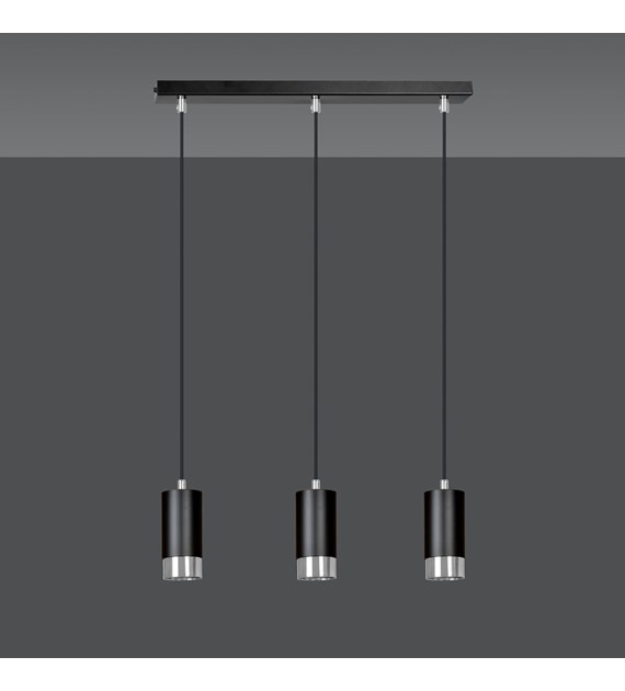 FUMIKO 3 blanc/chrome Luminaire suspendue 3 sources tubulaire métal FUMIKO 3 BL/CHROME