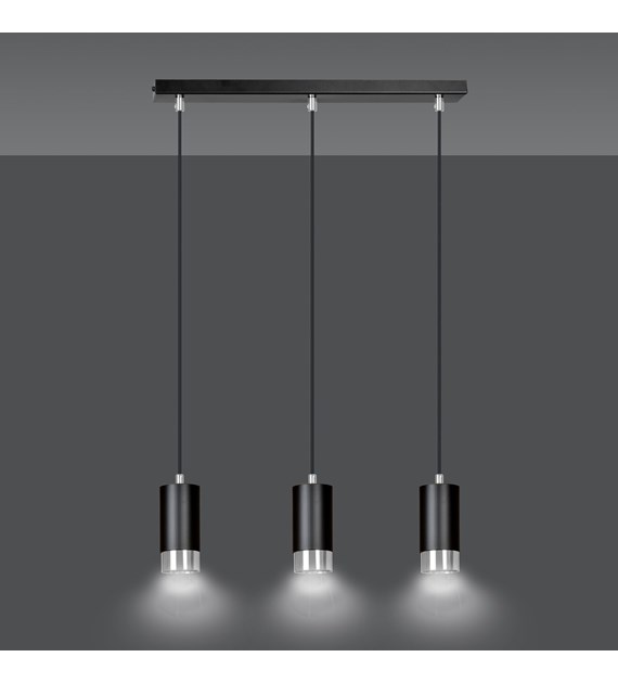 FUMIKO 3 blanc/chrome Luminaire suspendue 3 sources tubulaire métal FUMIKO 3 BL/CHROME