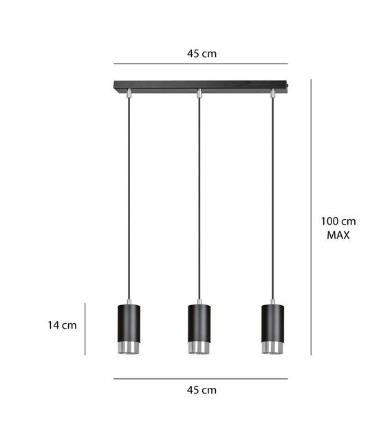 FUMIKO 3 blanc/chrome Luminaire suspendue 3 sources tubulaire métal FUMIKO 3 BL/CHROME