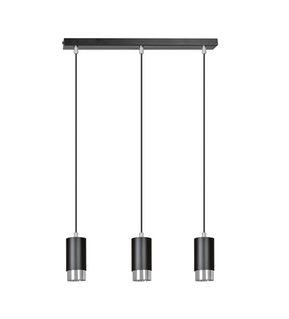 FUMIKO 3 blanc/chrome Luminaire suspendue 3 sources tubulaire métal FUMIKO 3 BL/CHROME