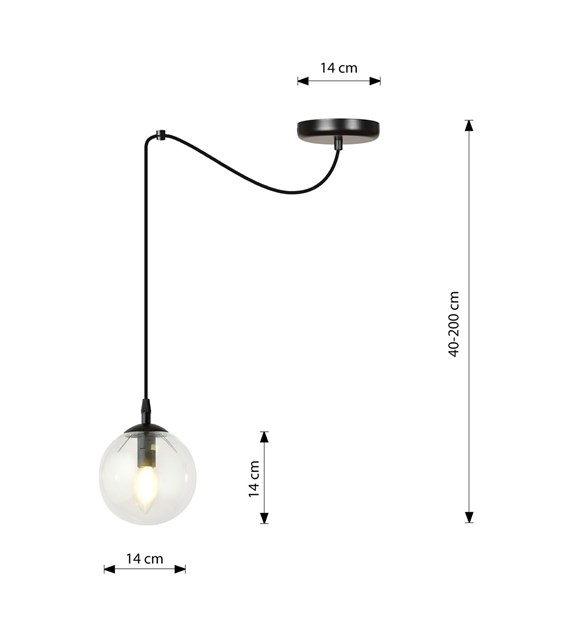 Lampe suspendue GIGI 1, verre transparent, fabrication polonaise GIGI 1 BL TRANSPARENT