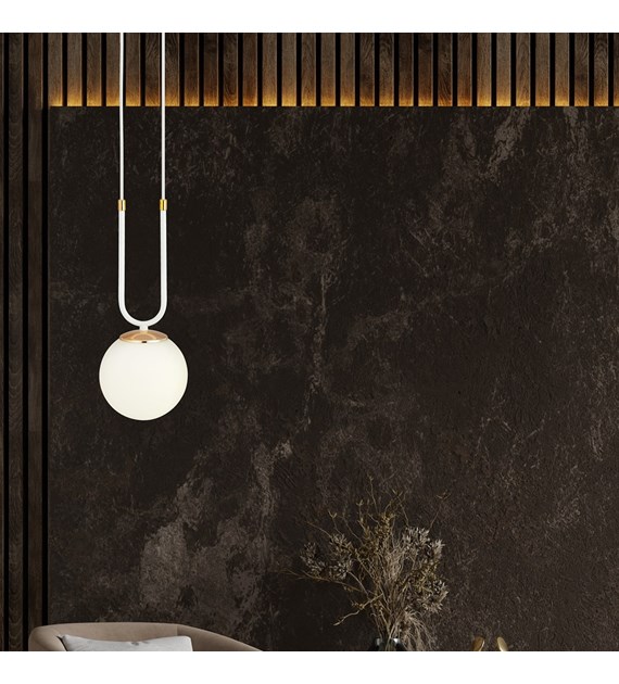 GLAM suspension en verre, finitions dorées, 1-4 sources, Pologne GLAM 1 BLANC/OPALE