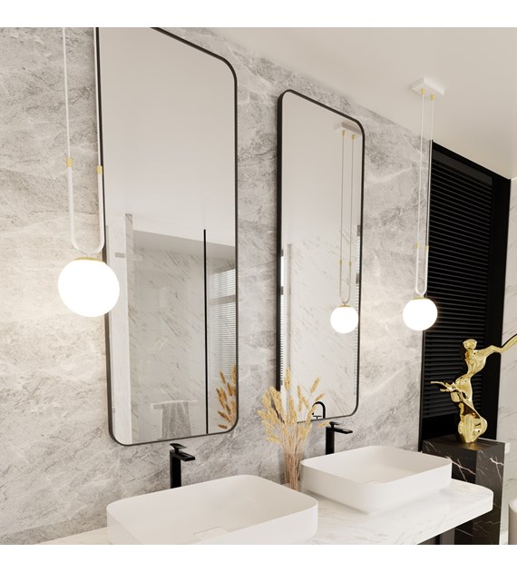 GLAM suspension en verre, finitions dorées, 1-4 sources, Pologne GLAM 1 BLANC/OPALE