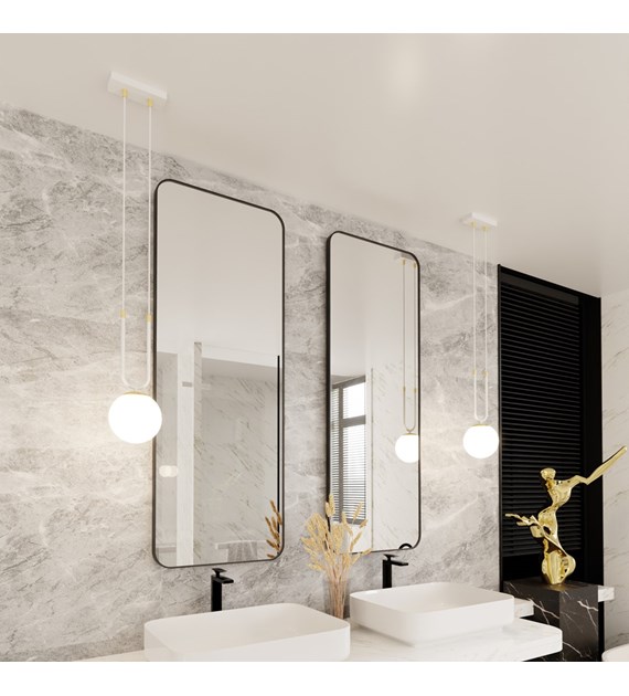 GLAM suspension en verre, finitions dorées, 1-4 sources, Pologne GLAM 1 BLANC/OPALE