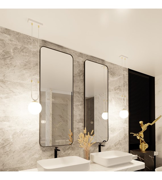 GLAM suspension en verre, finitions dorées, 1-4 sources, Pologne GLAM 1 BLANC/OPALE