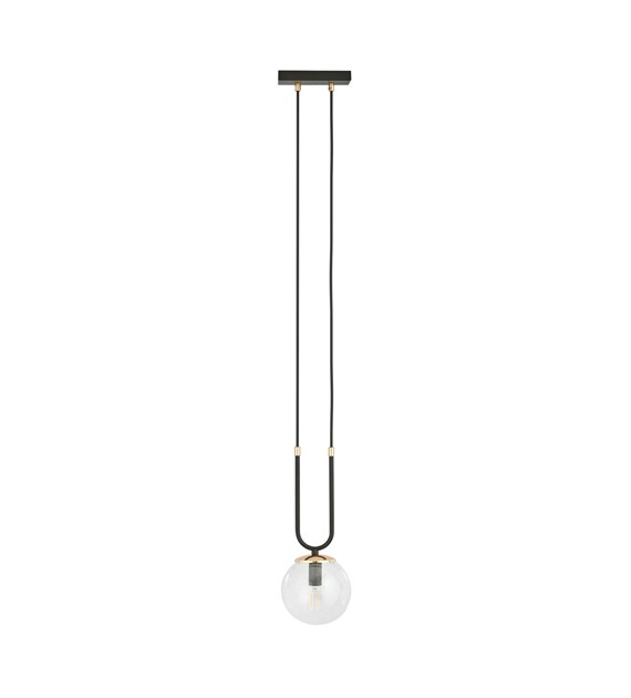 GLAM suspension design en verre, finitions dorées, 1–4 sources GLAM 1 NOIR/TRANSPARENT