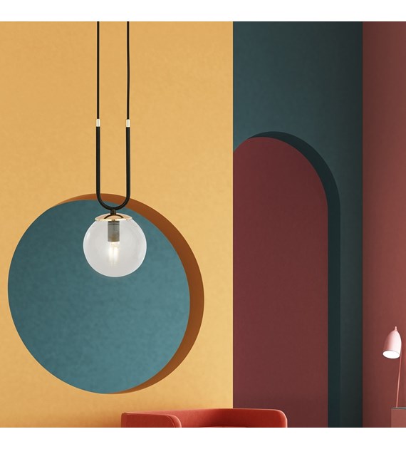 GLAM suspension design en verre, finitions dorées, 1–4 sources GLAM 1 NOIR/TRANSPARENT