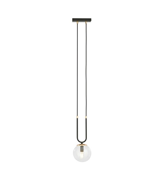 GLAM suspension design en verre, finitions dorées, 1–4 sources GLAM 1 NOIR/TRANSPARENT