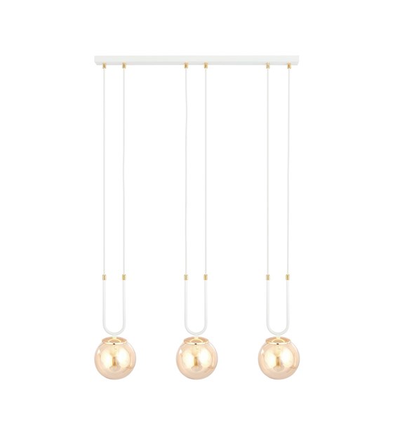 Suspension GLAM verre, accents dorés, 1–4 sources fabriquée en Pologne GLAM 3 BLANC/MIEL