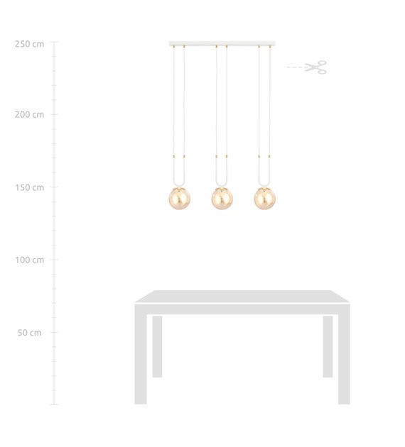 Suspension GLAM verre, accents dorés, 1–4 sources fabriquée en Pologne GLAM 3 BLANC/MIEL