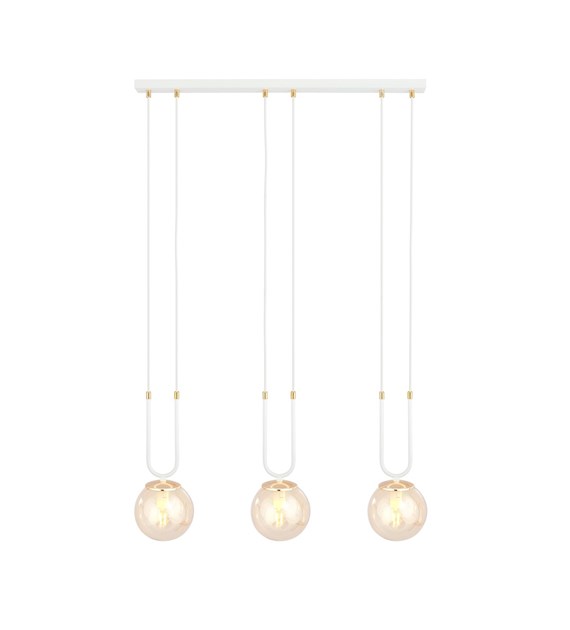 Suspension GLAM verre, accents dorés, 1–4 sources fabriquée en Pologne GLAM 3 BLANC/MIEL